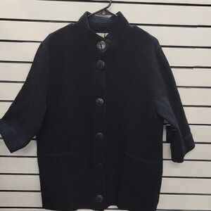 Black THERMAL STYLE BOHO Button-Up Jacket, SIZE M